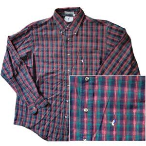 Flying Scotsman Vintage Shirt Large Button Long Sleeve Plaid Lightweight USA